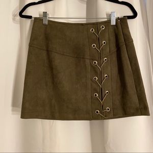 COPY - Faux Suede Olive Mini Skirt